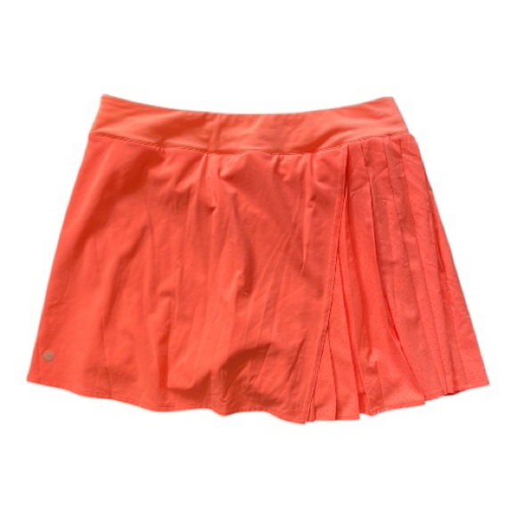 #084, Lululemon high rise asymmetrical pleated peach skirt, size 8 - Picture 2 of 3